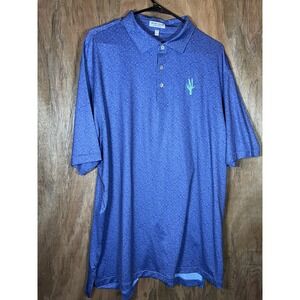 Peter Millar Summer Comfort Pineapple Skull Green Cactus Logo Golf Polo XXL